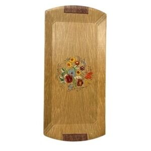 Vintage‎ Hasko Floral Wood Serving Tray Art Deco Lithograph Chicago USA MCM